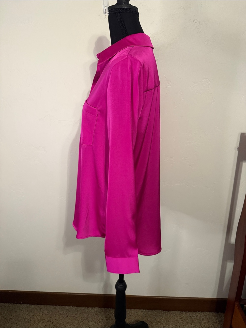 Skies Are Blue Fuchsia Button-Down Blouse - Picture 7 of 9